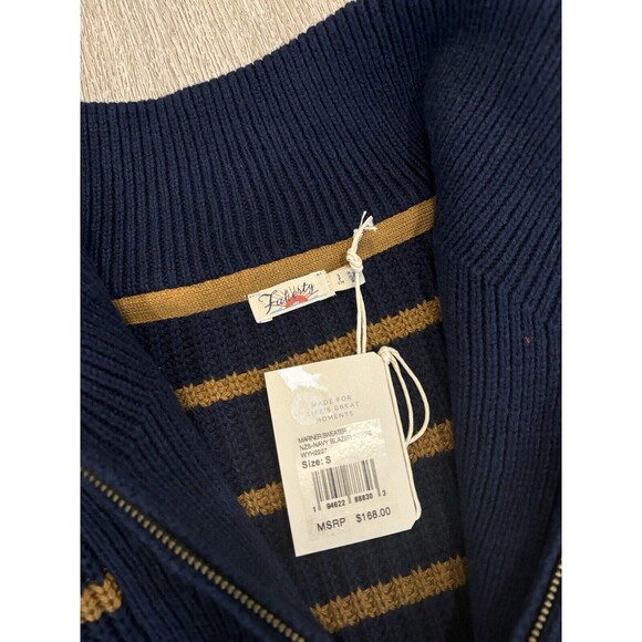 Faherty Women’s Sweater Size Small Mariner Sweater Navy Blazer Stripe Pullover - Picture 6 of 10